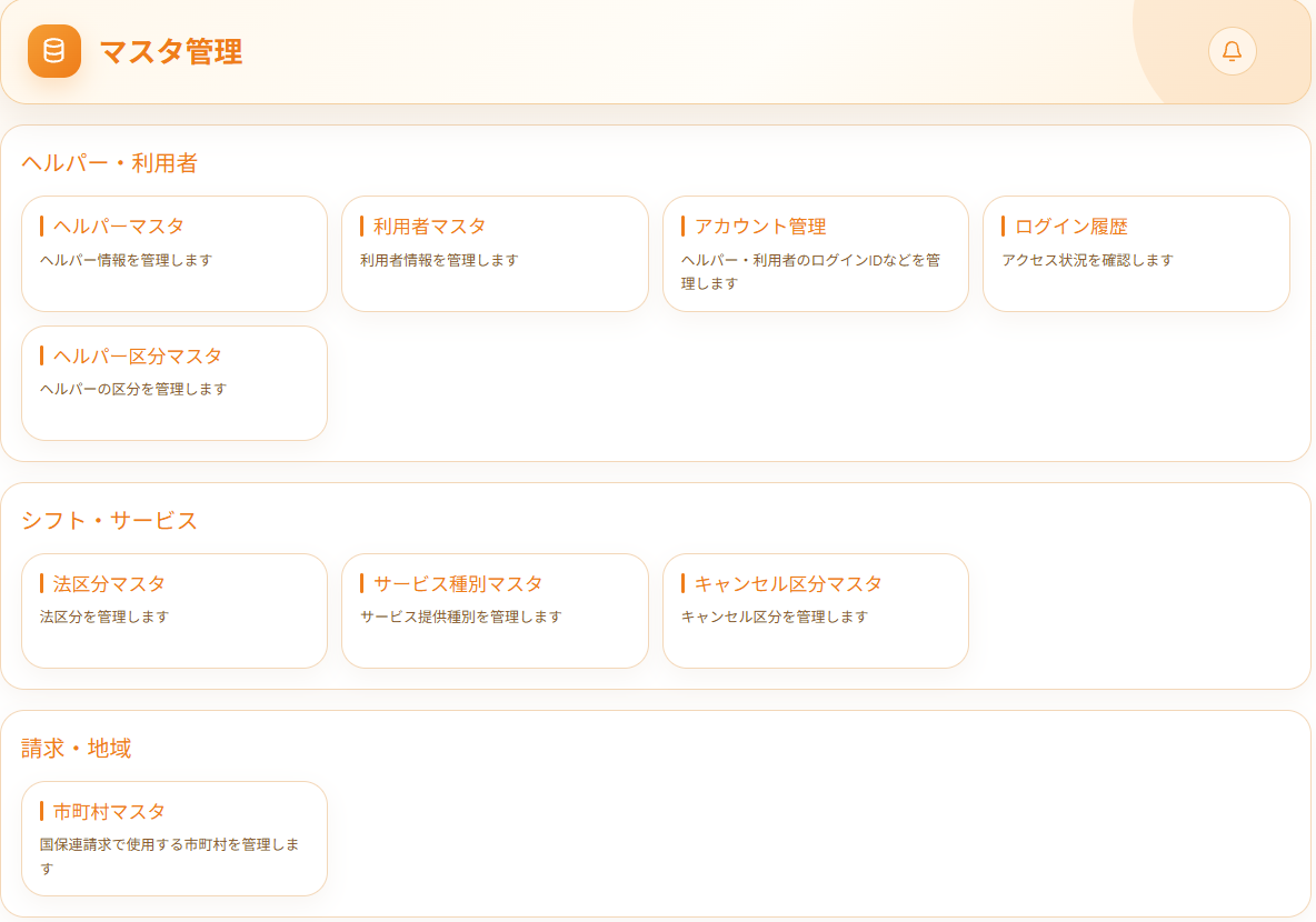 carenza マスタ管理画面